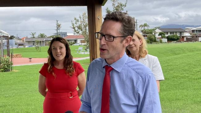 Whitlam MP Stephen Jones speaking with the new Member for Cunningham, Alison Byrnes.. Picture: Dylan Arvela