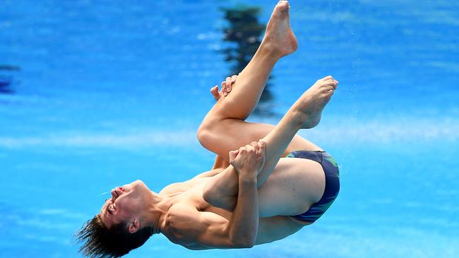 Matthew Carter during the preliminary round of the men’s 3m springboard. Photo: Getty Images