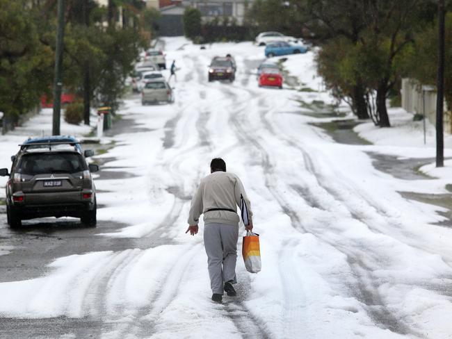 Incredible 2015 Hailstorm at Bateau Bay on the Central Coast. Picture: Mark Scott