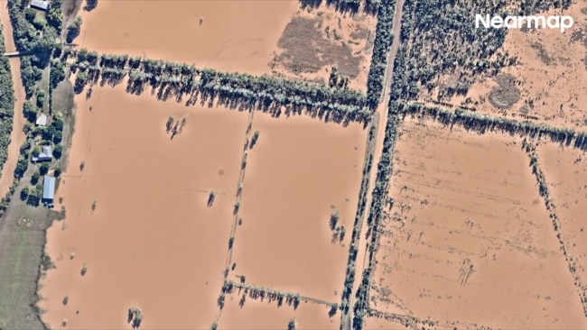 A Jones Island property completely submerged. Situated near the Manning River, the tiny island lies approximately 56 km south of Port Macquarie. Picture: Nearmap