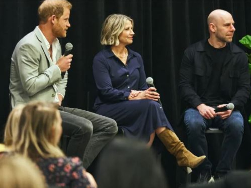 Prince Harry speaking at the BetterUp event in San Franscisco, is paid $2 million a year to be the company’s Chief Impact Officer. Picture: Supplied