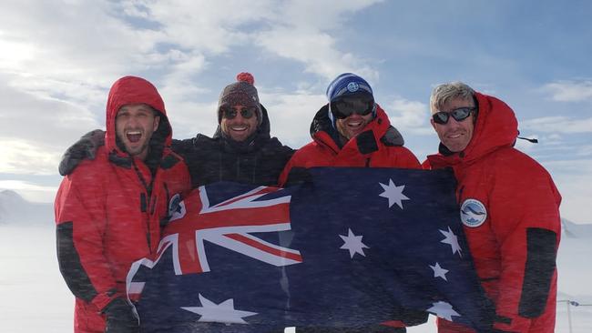 Justin Quill finishing the Antarctic ice marathon.