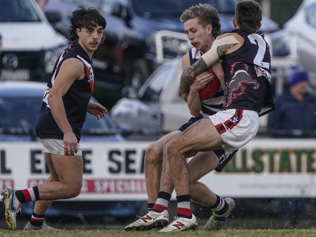 MPFNL: Pearcedale’s Kian Benwell is caught. Picture: Valeriu Campan