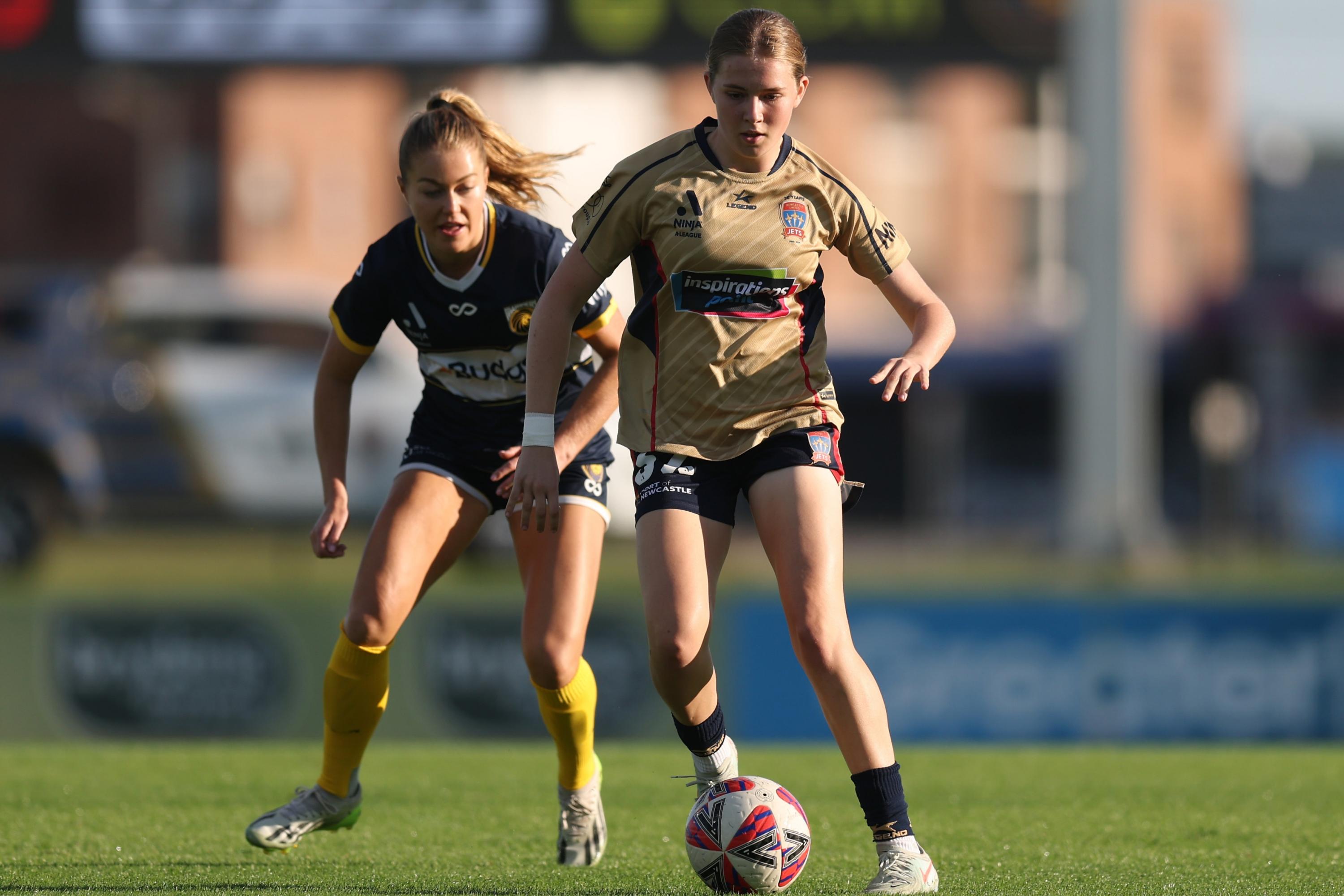 Newcastle Jets’ Claire Adams against Central Coast Mariners. Picture: Scott Gardiner/Getty Images