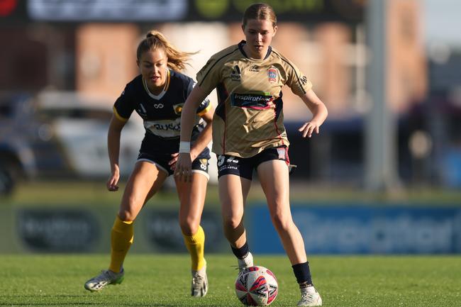Newcastle Jets’ Claire Adams against Central Coast Mariners. Picture: Scott Gardiner/Getty Images