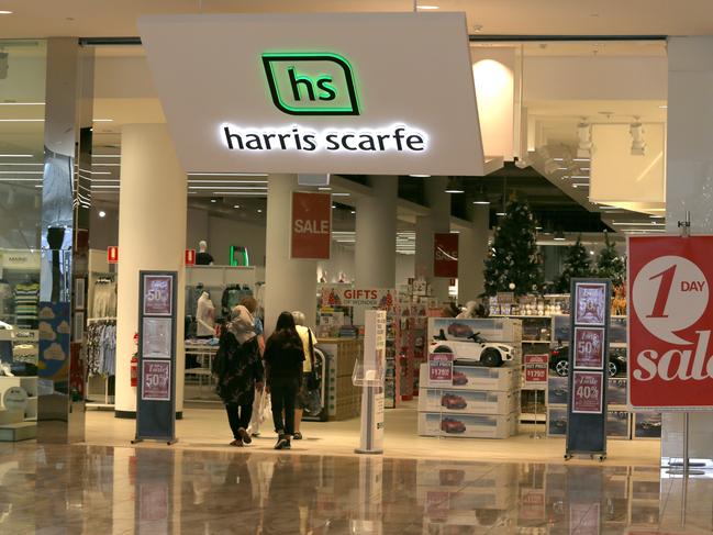 Harris Scarfe signage is seen in Rundle Mall, Adelaide, Wednesday, December 11, 2019. Historic department store chain Harris Scarfe has gone into receivership. (AAP Image/Kelly Barnes) NO ARCHIVING