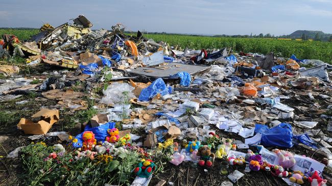 The wreckage of flight MH17 in eastern Ukraine in 2014. Picture: AFP