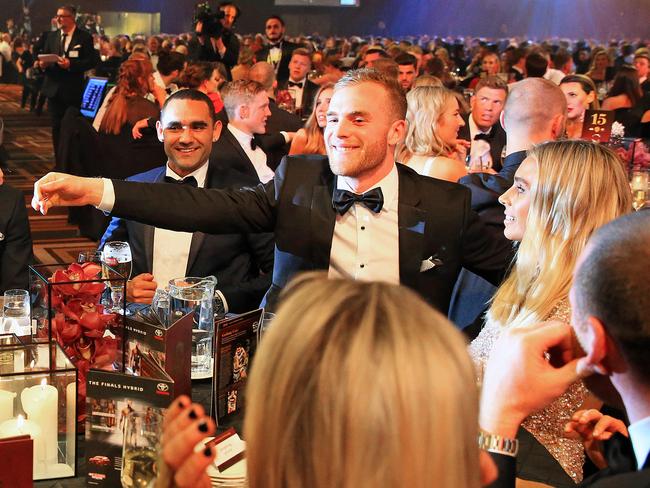 2018 AFL Brownlow Medal Vote Count at Crown Palladium. Tom Mitchell wins the 2018 Brownlow. Picture: Mark Stewart