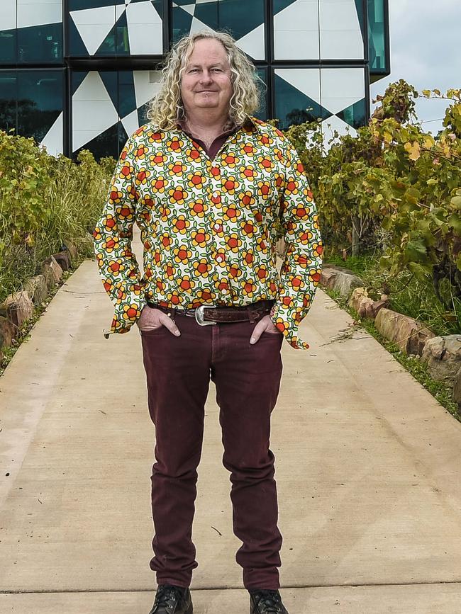 Osborn at his famous d’Arenberg Cube in McLaren Vale. Photo: Roy Van Der Vegt