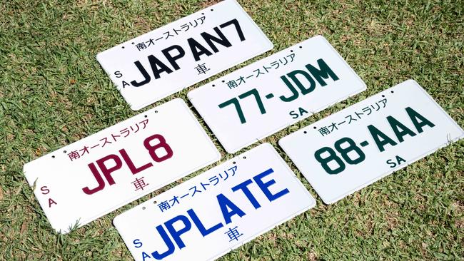 The limited-edition Japanese-style number plates. Picture: Morgan Sette