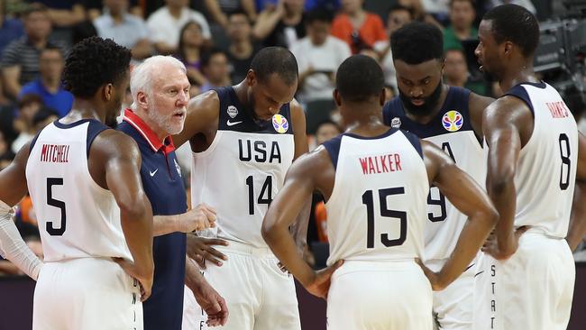 Team USA’s Khris Middleton tries to get past France’s Amath M'Baye. Picture: Getty Images