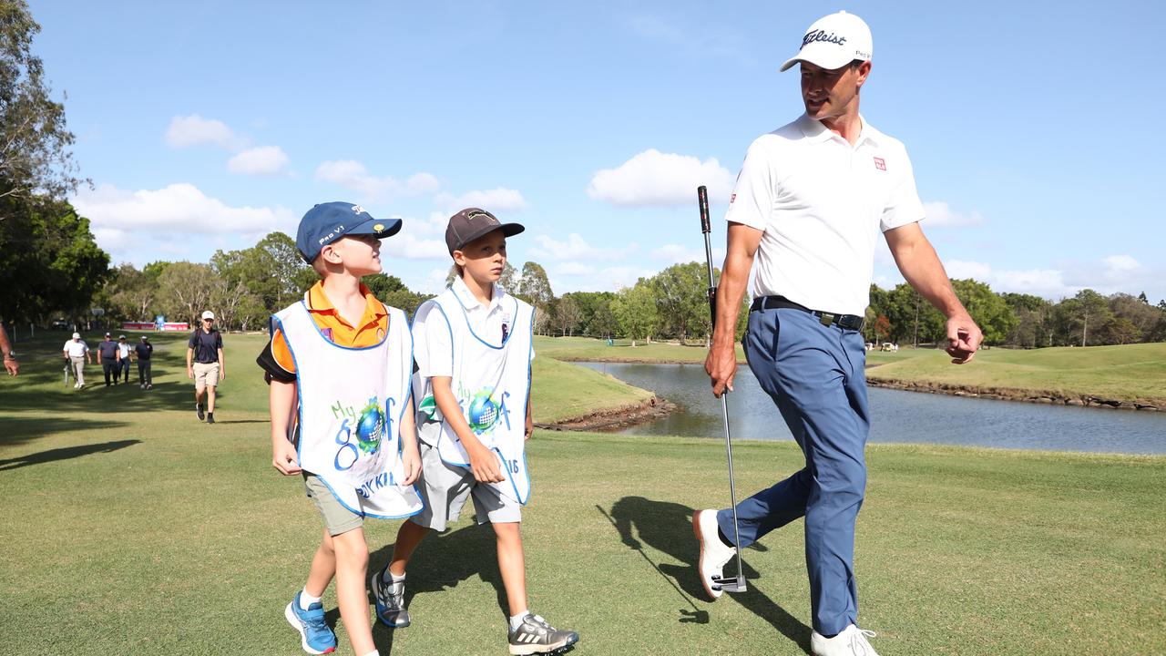 Action from today's Australian PGA Championship Pro-Am at RACV Royal Pines Resort. Picture: Jason O'Brien