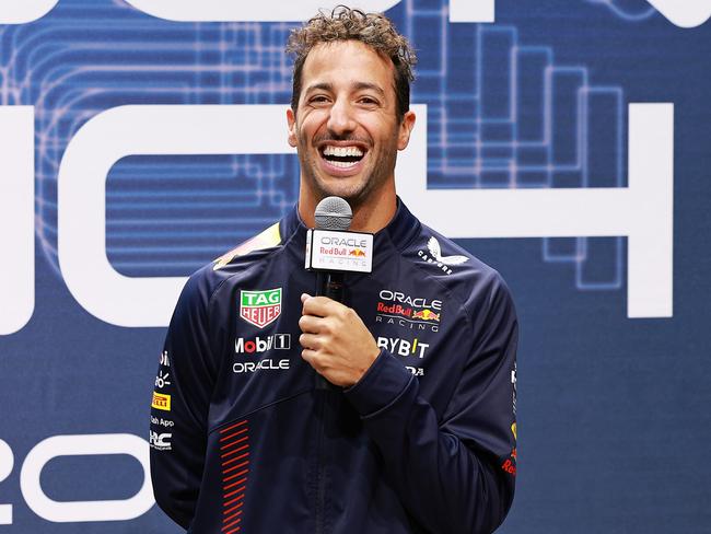 NEW YORK, NEW YORK - FEBRUARY 03: Daniel Ricciardo of Australia and Oracle Red Bull Racing talks during the Oracle Red Bull Racing Season Launch 2023 at Classic Car Club Manhattan on February 03, 2023 in New York City. (Photo by Arturo Holmes/Getty Images for Oracle Red Bull Racing)