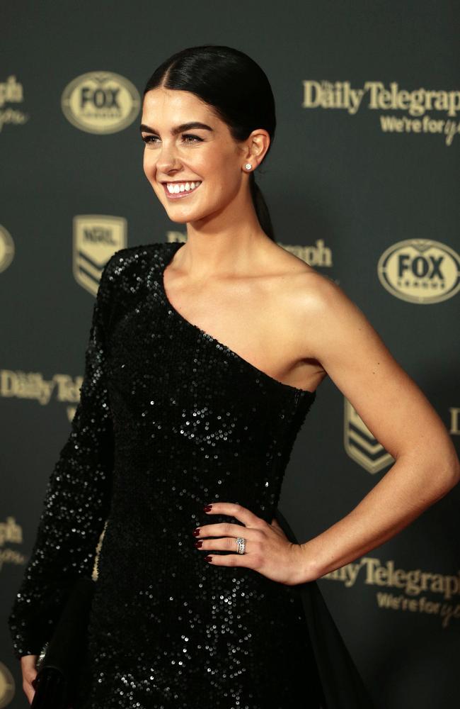 Black sequins! NRL WAG Brittney Croker at the Dally M Awards. Picture: MATRIX