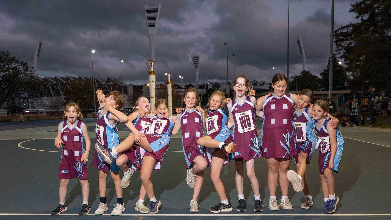Modewarre Rubies under-11 netball team pull their funniest faces.