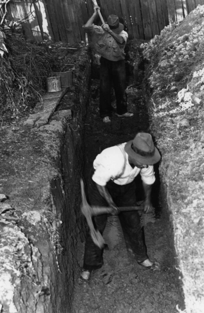 Air raid shelters being dug at Wooloowin. Picture: The Courier-Mail Photo Archive