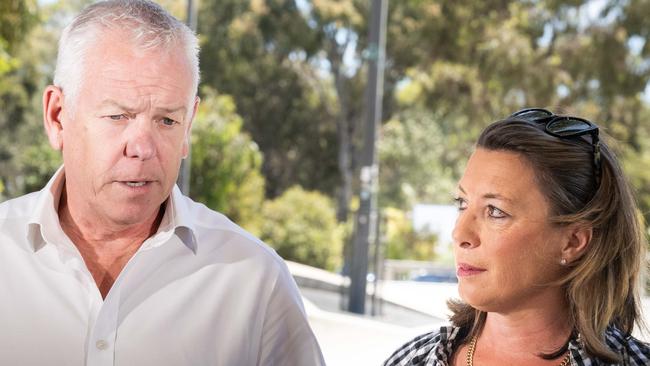 ADELAIDE/ KAURNA YARTA, AUSTRALIA - NewsWire Photos DECEMBER 15, 2023: Commissioner Grant Stevens and his wife Emma at Oaklands Park Skate Park to thank the South Australian community for their support. Picture: NCA NewsWire