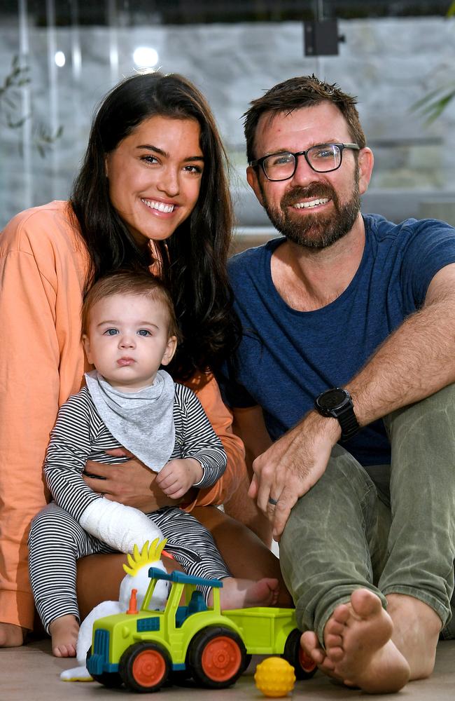 Kip Wightman with former wife Amber Preiksa and their son Rafael. Picture: John Gass