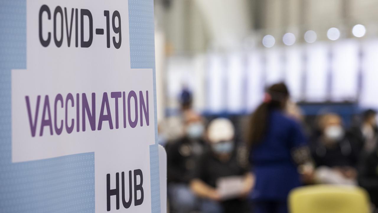 A vaccination hub set up at the Melbourne Showgrounds. Picture: Getty Images