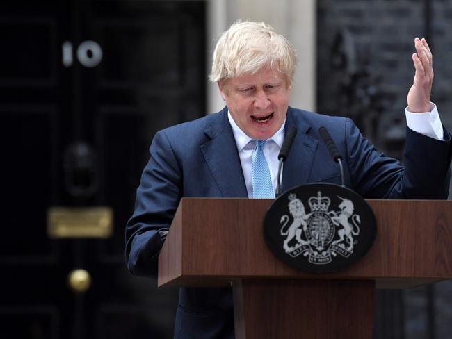 Britain's Prime Minister Boris Johnson delivers a statement outside 10 Downing Street in central London on September 2, 2019. - Prime Minister Boris Johnson chaired an emergency cabinet meeting Monday on the eve of a showdown with parliament over Brexit, amid growing speculation he could call an early election to ensure Britain leaves the European Union next month. (Photo by Ben STANSALL / AFP)