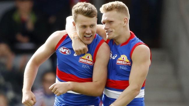 Josh Dunkley and Adam Treloar celebrate another win. Picture: Getty Images