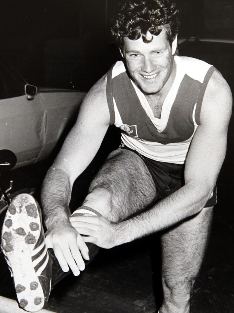 Grant O'Brien during his playing days for Ainslie football club, in family copy photo supplied by his parents at their home in Penguin on Tasmania's North-West Coast. Picture: Aaron Francis