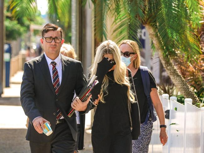 Defence Lawyer Michael Gatenby and the accused’s support attend the first court appearance of Rhys Ferszt and Benjamin Williams for cocaine importation at Darwin Local court. Picture: Glenn Campbell