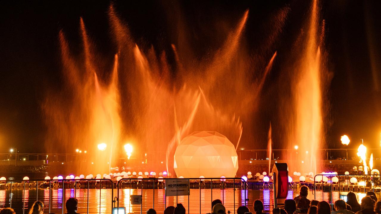 DARWIN, AUSTRALIA Sunday, 31 December, 2023:DARWIN NEW YEARS EVE 2023 Liquid Light, high-energy spectacle of light, water and sound at Darwin Waterfront. Picture: Pema Tamang Pakhrin