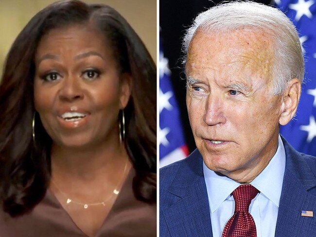 Michelle Obama has appeared at the Democrats' virtual convention endorsing Joe Biden. Picture: Getty Images/AFP