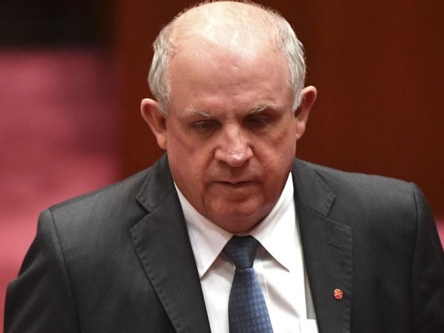 Nationals Senator John Williams in the Senate chamber at Parliament House in Canberra, Wednesday, February 14, 2018. (AAP Image/Mick Tsikas) NO ARCHIVING