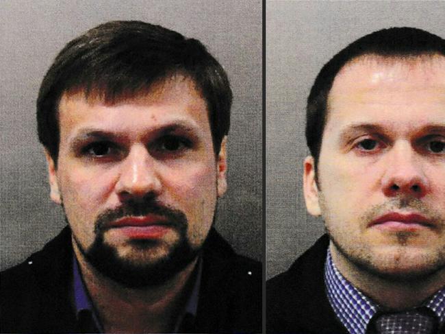 (COMBO) This combination of undated handout pictures released by the British Metropolitan Police Service  created in London on on September 05, 2018 shows Ruslan Boshirov (L) and Alexander Petrov, who are wanted by British police in connection with the nerve agent attack on former Russian spy Sergei Skripal and his daughter Yulia. - British prosecutors said Wednesday they have obtained a European arrest warrant for two Russians blamed for a nerve agent attack on a former spy in the city of Salisbury. Police identified Alexander Petrov and Ruslan Boshirov as the men who tried to kill Russian former double agent Sergei Skripal and his daughter Yulia with Novichok in March 2018. British prosecutors said Wednesday they have obtained a European arrest warrant for two Russians blamed for a nerve agent attack on a former spy in the city of Salisbury. Police identified Alexander Petrov and Ruslan Boshirov as the men who tried to kill Russian former double agent Sergei Skripal and his daughter Yulia with Novichok in March 2018. (Photos by HO / Metropolitan Police Service / AFP) / RESTRICTED TO EDITORIAL USE - MANDATORY CREDIT  " AFP PHOTO / Metropolitan Police Service"  -  NO MARKETING NO ADVERTISING CAMPAIGNS   -   DISTRIBUTED AS A SERVICE TO CLIENTS  RESTRICTED TO EDITORIAL USE - MANDATORY CREDIT  " AFP PHOTO / Metropolitan Police Service"  -  NO MARKETING NO ADVERTISING CAMPAIGNS   -   DISTRIBUTED AS A SERVICE TO CLIENTS /