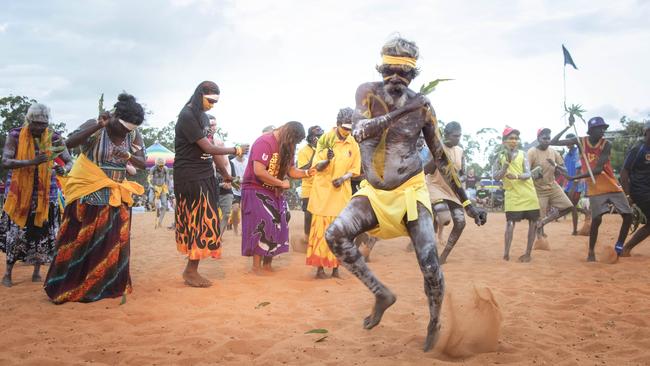 Indigenous dancers at the Garma Festival in 2019. Picture: Melanie Faith Dove