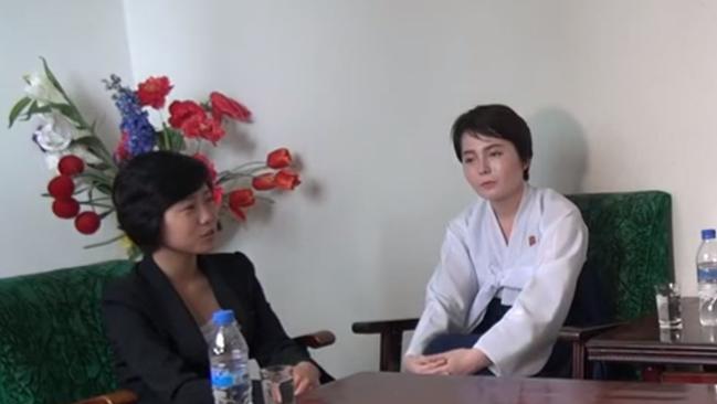 North Korean defector Lim Jihyun, right, appears in the video introducing herself as Jeon Hye-Sung. Source: YouTube