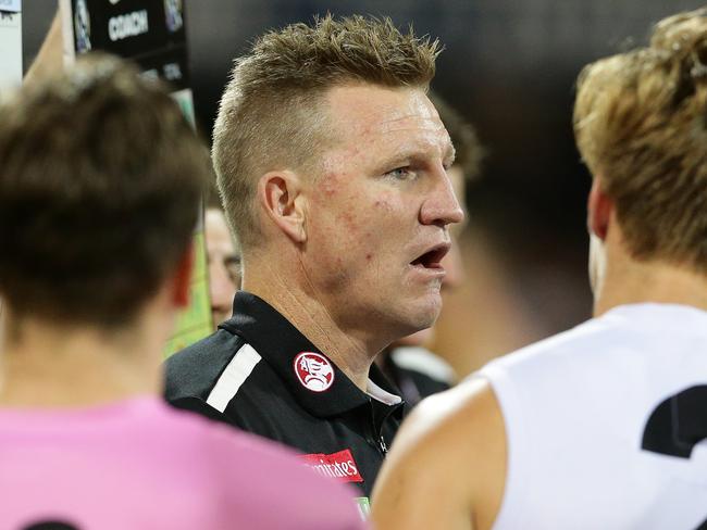 Magpies coach Nathan Buckley. The Brisbane Lions vs Collingwood at the Gabba in Brisbane. Pic Peter Wallis