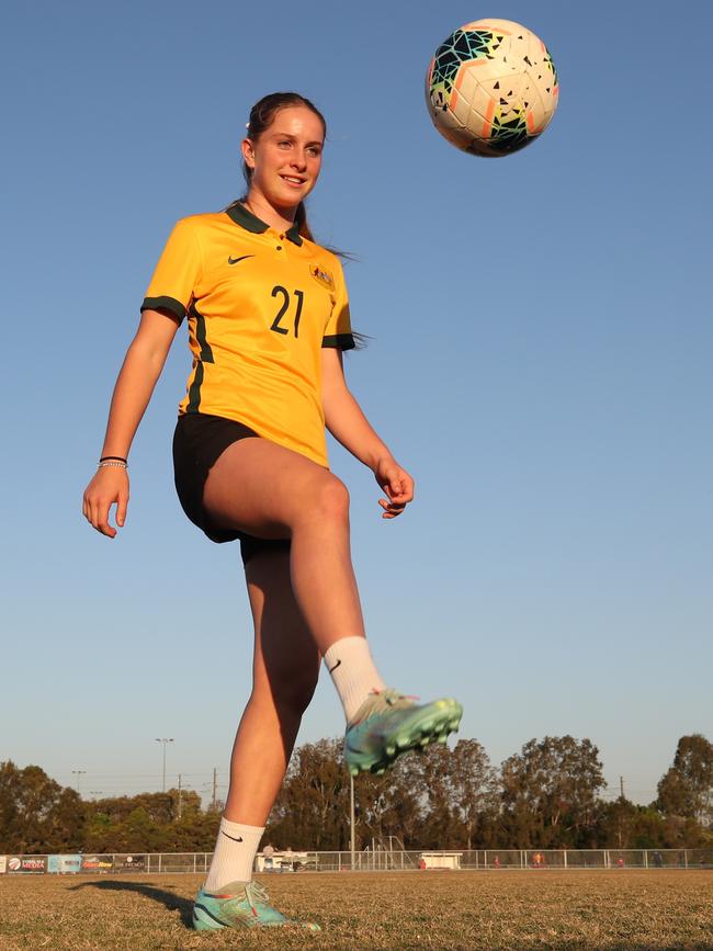 Gold Coast Knights player Shelby McMahon is captain of the U17 Australian Junior Matildas, and dreams of making the senior squad one day. Picture Glenn Hampson