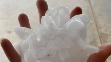 Some hail measured 16cm across and is believed to have set a new Australian record. Picture supplied.