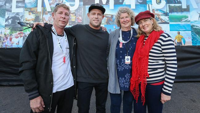 Mick Fanning, second left, with brother Edward, mum Liz and sister Rachel. Picture: Ian Currie