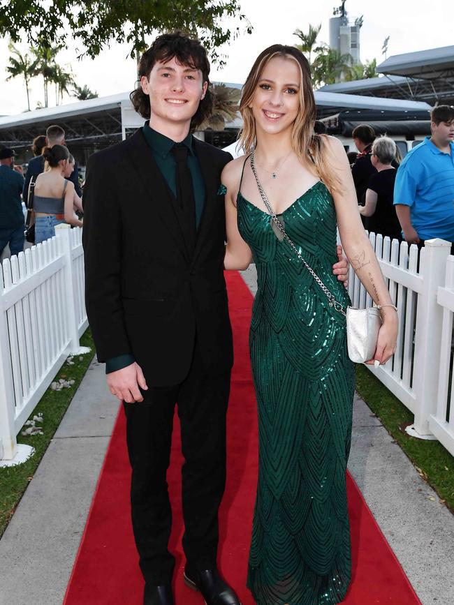 Hamish Terris and Samantha Lynch at the 2023 Caloundra State High School Year 12 formal. Picture: Patrick Woods.