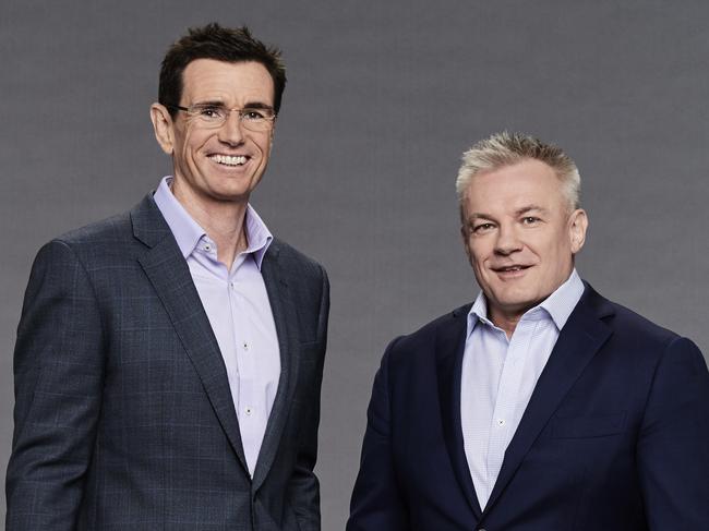 Ben Ikin, who is tipped for Brisbane’s top job, with NRL 360 co-host Paul Kent.