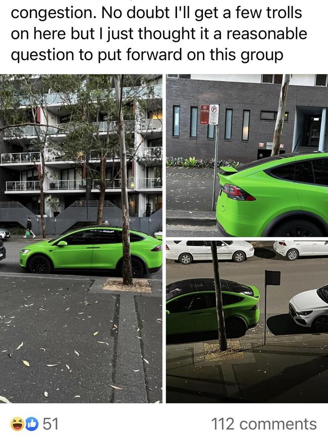 Which was spotted parked “inconveniently” outside an apartment building in Zetland.