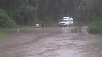 Tullymorgan Rd resembled a stream after heavy falls in the Lawrence area.