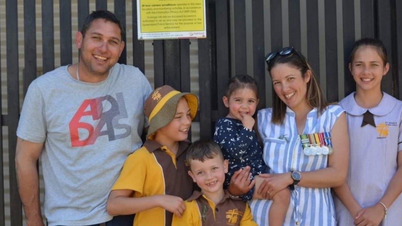 Kingaroy toddler Charli Goodrich (centre) with her family.