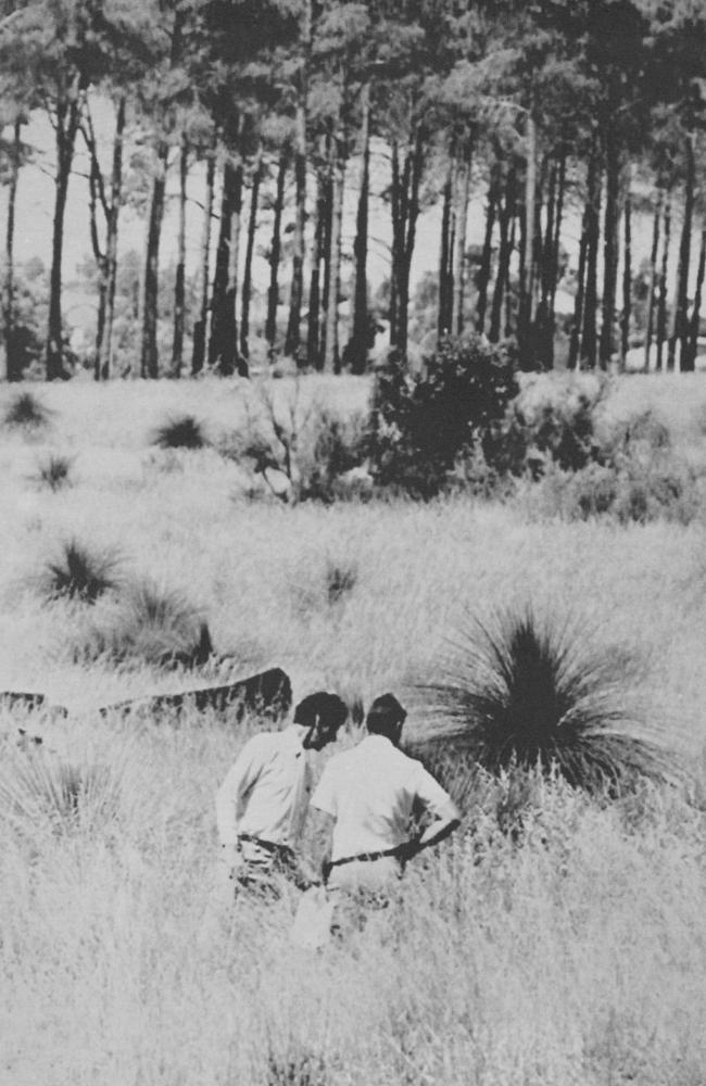 Detectives in the forest outside Perth where the Birnies buried their rape and torture victims.