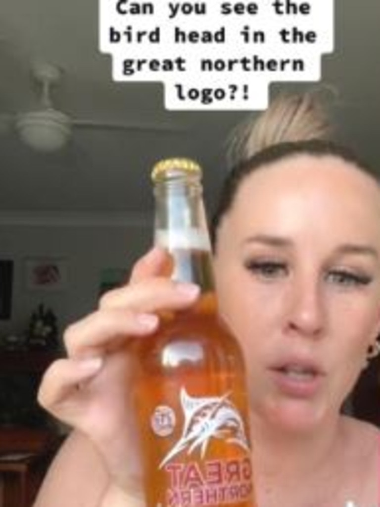 An Aussie TikToker also pointed a secret sign in the Great Northern logo. Picture: TikTok/paigebush91