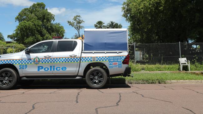 NT Police investigate a suspected domestic violence homicide after a 31-year-old woman allegedly fatally stabbed her 33-year-old partner and a 51-year-old woman at a home in Alawa on Friday, February 28. Picture: Zizi Averill