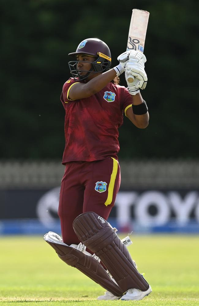 Hayley Matthews punishes a short ball playing for the West Indies in England. Picture: Gareth Copley/Getty Images