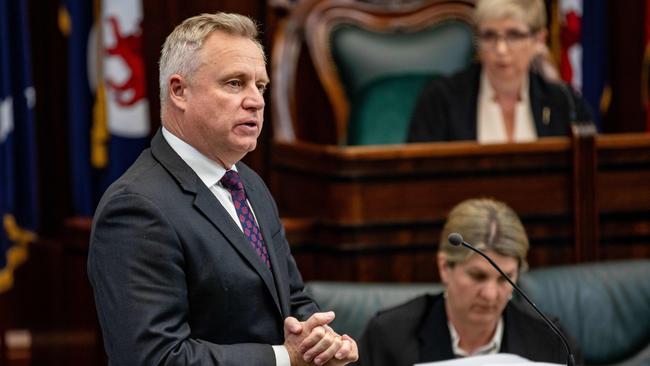 Tasmanian Premier Jeremy Rockliff answers questions in Parliament on Tuesday 19th November 2024. Picture: Linda Higginson