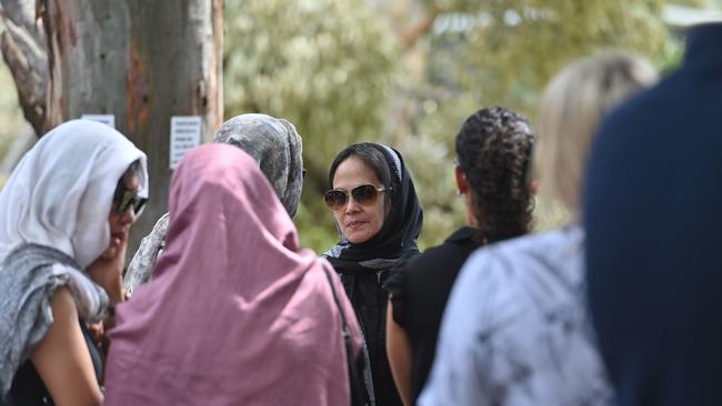 Mrs Badilla at her daughter’s memorial service, standing next to the spot where she was killed. Picture: Keryn Stevens