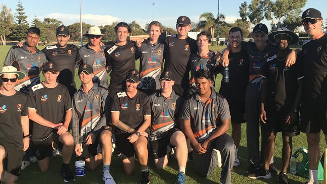 The Territory's under-19 cricketers pose for a photo after their thrilling one-wicket win over Tasmania at the national titles.