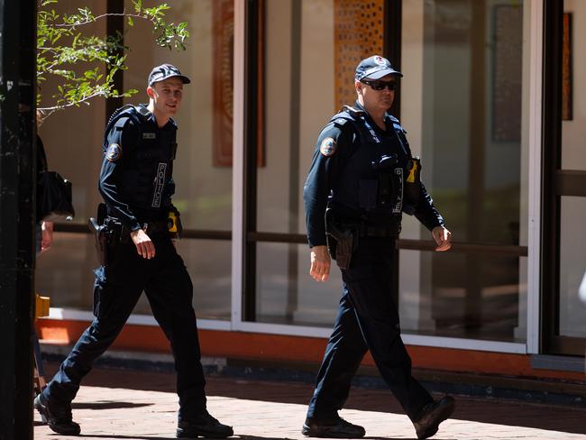 Police Patrols on the streets of Alice Springs on March 28, 2024. Picture: Pema Tamang Pakhrin